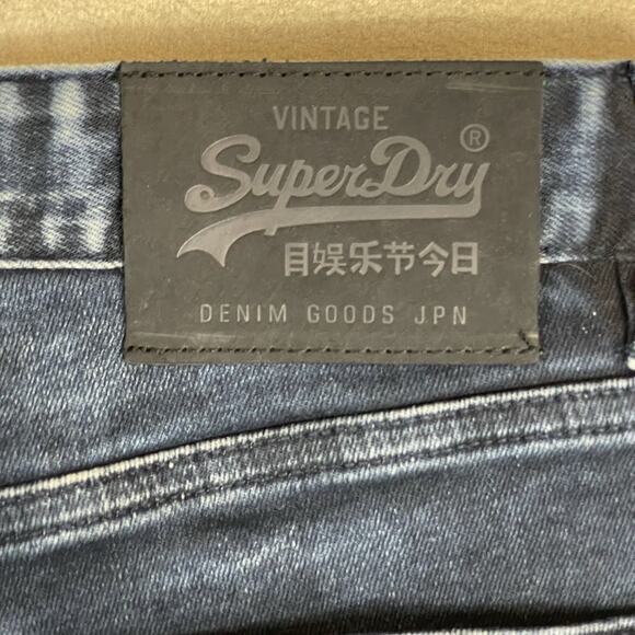 Superdry Short Mens 30 Blue Tyler 03 Cut Off Raw Hem Slim Fit Stretch‎ Denim - Picture 13 of 15